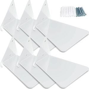 Zwevende driehoekige boekenkast van ijzeren planken - multifunctionele plank voor thuisbibliotheek en kantoor (wit 6)