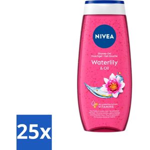 25 x NIVEA - Douchegel - Waterlelie & Olie - Verfrissende Huid - 250 ml - Bruine Teint - Biologisch Afbreekbaar - Duurzaam - Recycle Plastic