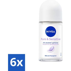 Nivea - Pure & Sensitive - Deodorant Roller - 50 ml - Voordeelverpakking - 6 stuks