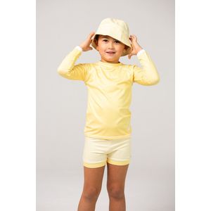 Ducksday - UV-Zwemshirt voor baby - UV-werend UPF50+ - Rashguard met Lange mouwen - unisex - Geel effen - maat 1 jaar