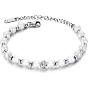 Kralen armband ARA Zilver - Parelarmband met verstelbare sluiting - Armband dames zilver van Sophie Siero incl geschenkverpakking