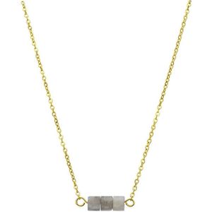 Lucardi Dames Stalen goldplated ketting met glitter steen - Ketting - Staal - Goudkleurig - 45 cm