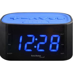 KLOK - WEKKERRADIO - blauw-zwart - met duidelijk VOELBARE TOETSEN - 465