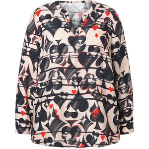 MIAMODA - Dames - Tuniek regular fit kaartenpatroon - Poeder - Maat 42