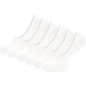 6 paar SQOTTON® Invisible sneakersokken - Footies - Siliconen hiel - Lage sneakersokken - Unisex - Wit - Maat 35-38