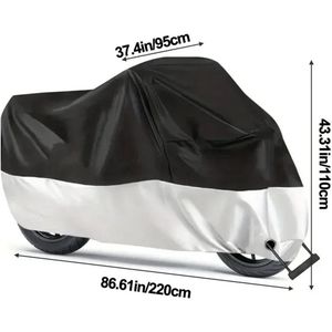 Yoin motorhoes - Motorhoes waterdicht buiten - Motor hoes - Voor buiten - Scooterhoes - Scooter hoes - Zwart/zilver - 95x110x220cm