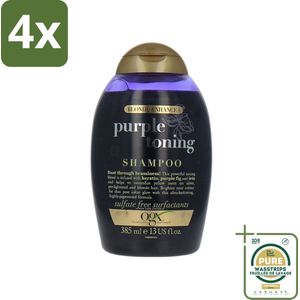 OGX - Blonde Enhance - Purple Toning Shampoo - Voor Blond Haar - 385 ml - Voordeelverpakking - 4 stuks - Haarverzorging blond - Gele tinten neutraliseren