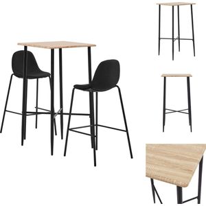 vidaXL Barset - Eiken - Bartafel 60x60x111 cm - Barstoel Zwart 51x49x99 cm - Set tafel en stoelen