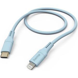 Hama Silicone USB-C naar Lightning Kabel - Oplaadkabel geschikt voor iPhone / iPad - MFI gecertificeerd - 3A USB 2.0 - 480Mbps - 150cm - Blauw
