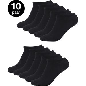 Jacob & Roy's Sneakersokken 10 Paar - Zwart - Dames & Heren - Katoen - Maat 35-38 - Sneaker Socks