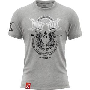 8 Weapons T Shirt Sak Yant Tigers Grijs Wit - M