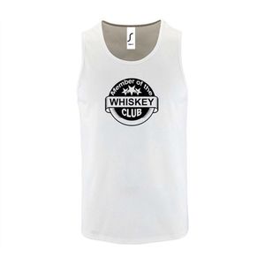 Witte Tanktop sportshirt met ""Member of the Whiskey club"" Print Zwart Size XL