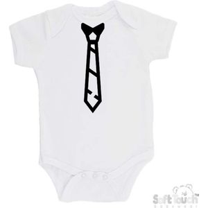 100% Katoenen Romper ""Stropdas"" Unisex Katoen Wit/zwart Maat 56/62