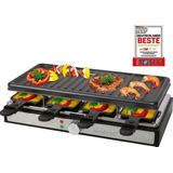 Clatronic RG 3757 Raclette-grill, 1400 watt, voor maximaal 8 personen, grilloppervlak: ca. 42 x 21 cm, grillplaat en pannetjes met antiaanbaklaag (gemakkelijk te reinigen), zwart