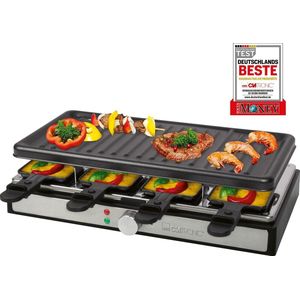 Clatronic RG 3757 Raclette-grill, 1400 watt, voor maximaal 8 personen, grilloppervlak: ca. 42 x 21 cm, grillplaat en pannetjes met antiaanbaklaag (gemakkelijk te reinigen), zwart