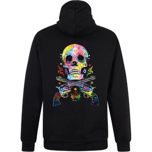 Zwarte Neon Sweater Trui Skull & Guns S