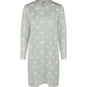 By Louise - Dames Nachthemd - Mintgroen - Lange Mouw - Hartjes