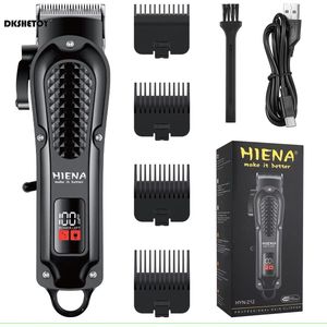 Digitale HIENA Clipper - Krachtige Keramische Tondeuse - Usb Oplaadbare Scheerapparaat voor Gezichtshaar, Hoofdhaar en Lichaamshaar - Perfecte Lichaamshaar Verzorging - Digitale Batterij Indicator - Kleur: Zwart