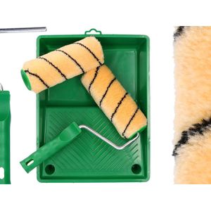 Orange Professionele set van 2 verfroller - verfroller en verfkuipsets - professionele plafond- en muurverfroller - verfroller voor schilderwerk - verfkuip en rollen set 18 cm