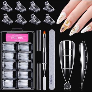 100-delige set voor nagelverlenging met borstel, vijl en clips