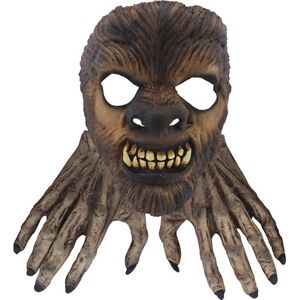Partychimp Gezichtsmasker Wolf Halloween Masker voor bij Halloween Kostuum Volwassenen - Latex - Bruin - One-size