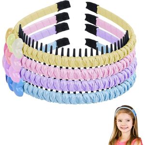 Allecto plus - Set van 4 Kleurrijke Tanden Kam Hoofdbanden voor Meisjes | Antislip Plastic | Leuke Hart en Bloem Ontwerpen | Haaraccessoires voor Kinderen