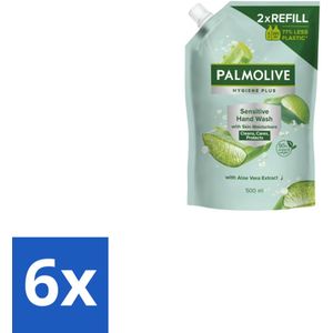 Palmolive – Handzeep Navulling – Hygiene Plus Sensitive Antibacterieel – 500 ml - Voordeelverpakking - 6 stuks