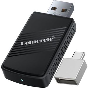Lemorele P90 - Wireless CarPlay & Android Auto Adapter - 2-in-1 - Bluetooth 5.3 + 5.8GHz WiFi - Plug & Play - Compact Design