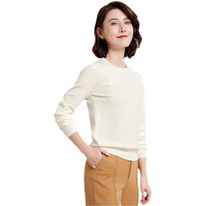 Casual Dames O-hals Trui van Kasjmier - Effen en Slank