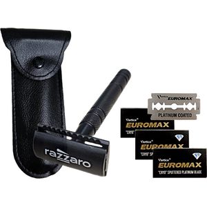 Razzaro Razor + 3 Pakjes Euromax Scheermesjes | Klassiek Scheermes | Nat scheren | Kappers mes