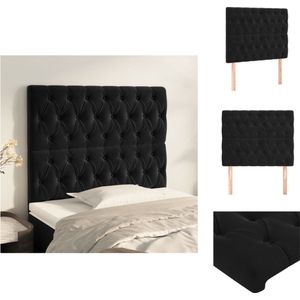 vidaXL Hoofdeind Bed - Zwart - 100 x 7 x 78/88 cm - Fluweel - Houten poten - Verstelbare hoogte - Bedonderdeel