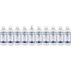 Handzeep Crème Eucalyptus 1 liter - set van 10 stuks - met gratis pomp - Voordeelverpakking