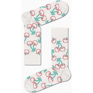 Happy Socks Cherry Sock - wit met rode kersen - Unisex - Maat: 36-40