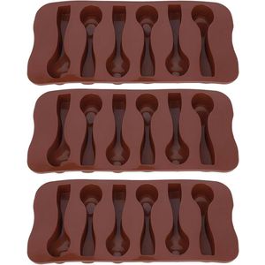Chocoladevormen Siliconen 3 Stuks Lepelvorm Mallen Herbruikbaar Non-stick voor Chocoladetaart Fondant Jelly Snoep Bakvorm DIY