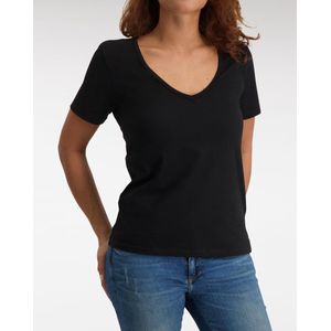 Claesen's® - Dames Loose Fit V Neck T shirt 100% Cotton - Zwart - 100% Katoen