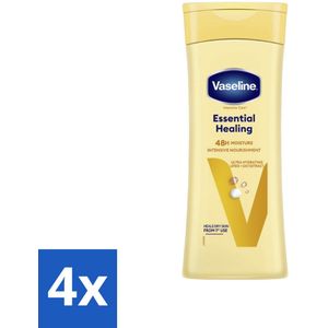 4 x Vaseline Bodylotion Essential Healing 400 ml - Lichaamslotion - Diepe Voeding - Droge Huid - Ruwe Huid - Gebarsten Huid