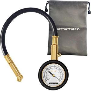 Bandenspanningsmeter 100psi 7bar - Nauwkeurige autobandenspanningsmeter - Flexibele slang - Lichtgevende wijzerplaat - Mechanische luchtdrukmeter voor Schrader-ventiel - Fiets Motorfiets auto SUV Luchtmeter