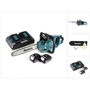 Makita DUC 355 PM2 accu-kettingzaag 36V ( 2x18V ) borstelloos 35 cm + 2x 4.0 Ah accu + dubbele lader