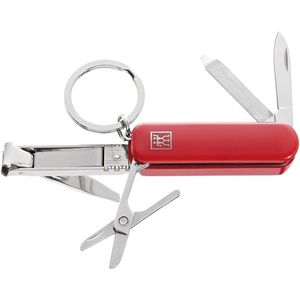 Multitool Manicure-Pedicure - Sleutelhanger met Nagelschaartje, Nagelknipper en Nagelvijl - Rood - 60 mm