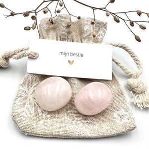 Sneeuwzakje 'Mijn Bestie' - Rozenkwarts trommel -edelstenen-gift set-vrienden-vriendin geschenk-cadeau meisje-bff-best friends-feestdagen