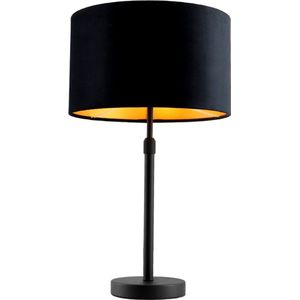 Olucia Kristianne - Moderne Tafellamp - Metaal/Stof - Goud;Zwart