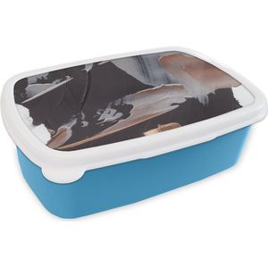 Broodtrommel Blauw - Lunchbox - Brooddoos - Abstract - Verf - Goud - 18x12x6 cm - Kinderen - Jongen