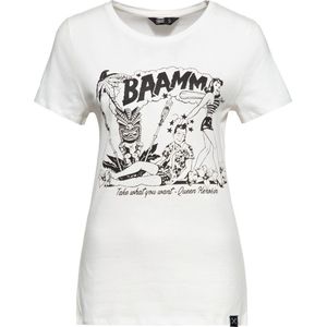 Queen Kerosin Damen Bammm Print T-Shirt Offwhite-XL