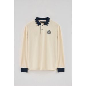 Gebroken witte polo Anchor met lange mouwen en nautisch detail