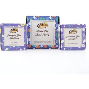 Beesha Bundel Blue Berry | Bevat een Shampoo, Conditioner, en Body Bar | 100% Plasticvrije en Natuurlijke Verzorging