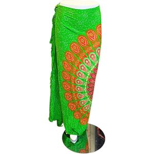 Om Namaste - Sarong - Mandala - Oranje - Groen - 100% Rayon