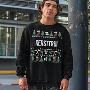 Foute Kersttrui Candy Cane - Met tekst: Kersttrui - Kleur Zwart - ( MAAT XXL - UNISEKS FIT ) - Kerstkleding voor Dames & Heren