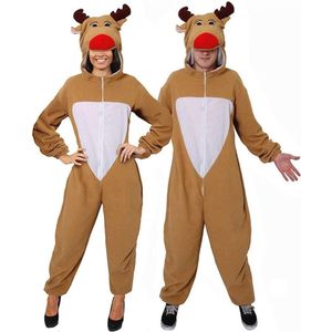 Rendierkostuum voor volwassenen - Fleece Jumpsuit met Capuchon - Ideale Kerstoutfit