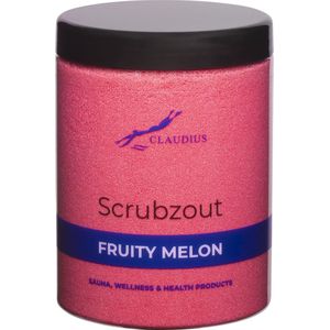 Scrubzout Fruity Melon in handige pot - 1250 gram - met zwarte deksel - Hydraterende Lichaamsscrub