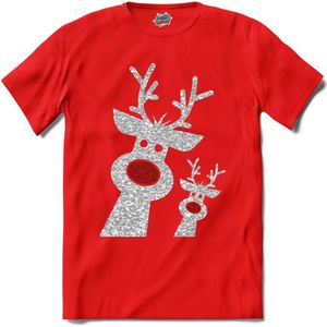 Glitter Kerst Buddy's - T-Shirt - Heren - Rood - Maat 4XL